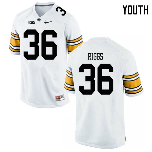 Youth #36 Mitch Riggs Iowa Hawkeyes College Football Jerseys Sale-White